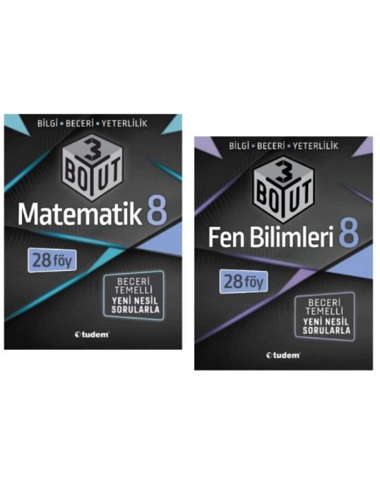 TUDEM YAYINLARI 8.SINIF LGS 3 BOYUT MATEMATİK - FEN BİLİMLERİ BECERİ TEMELLİ SORU BANKASI