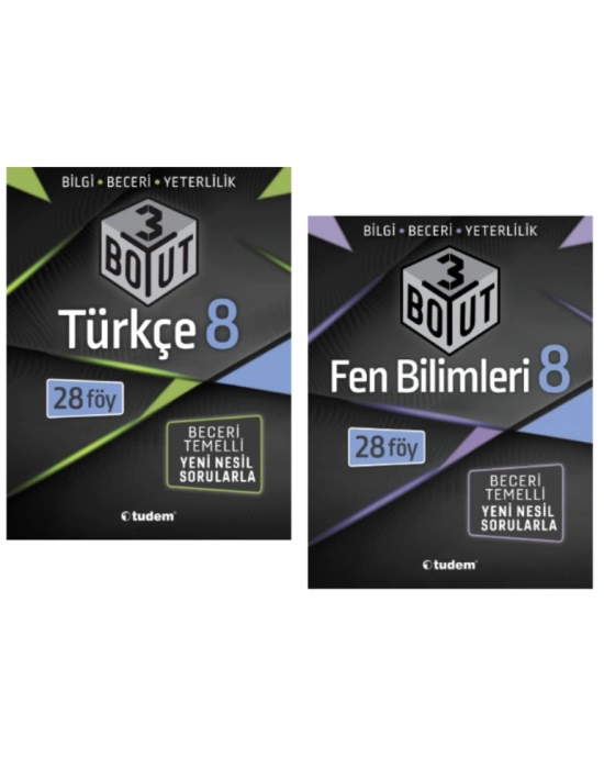 TUDEM YAYINLARI 8.SINIF LGS 3 BOYUT TÜRKÇE -  FEN BİLİMLERİ BECERİ TEMELLİ SORU BANKASI