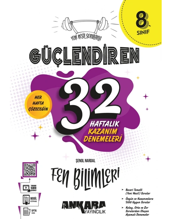 ANKARA YAYINCILIK 8. Sınıf Güçlendiren 32 Haftalık Fen Bilimleri Kazanım Denemeleri
