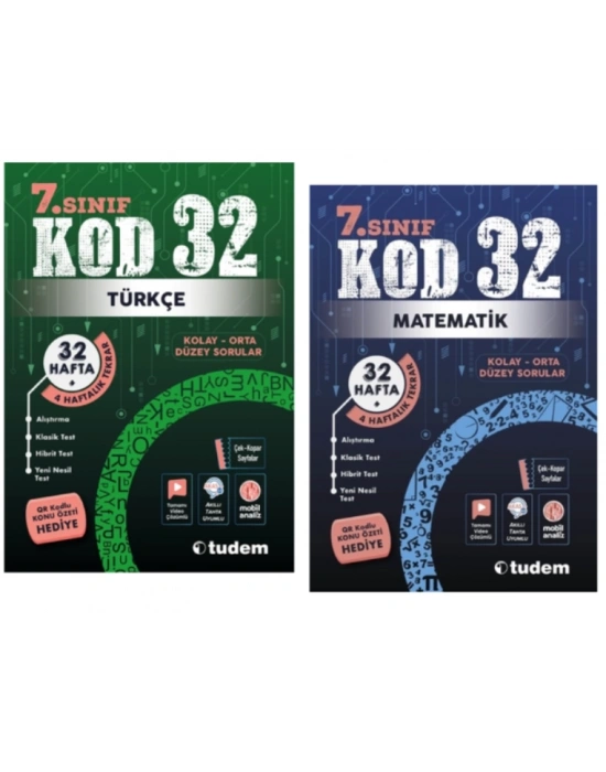 TUDEM YAYINLARI 7.SINIF KOD 32 TÜRKÇE - MATEMATİK