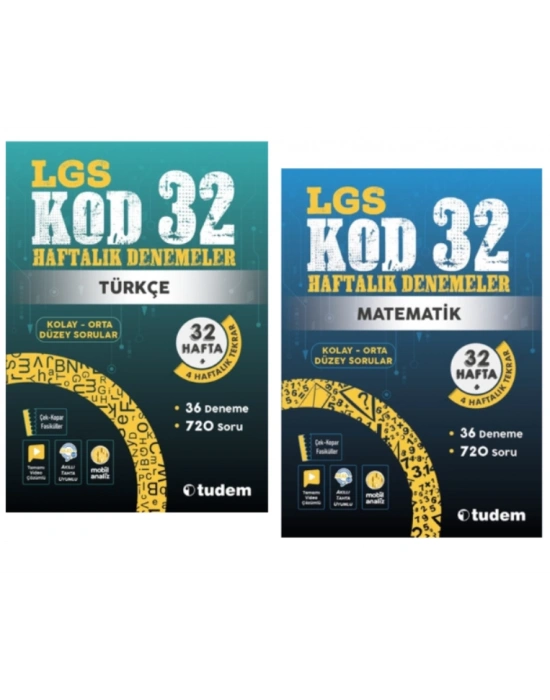 TUDEM YAYINLARI 8.SINIF LGS KOD 32 TÜRKÇE - MATEMATİK HAFTALIK DENEME