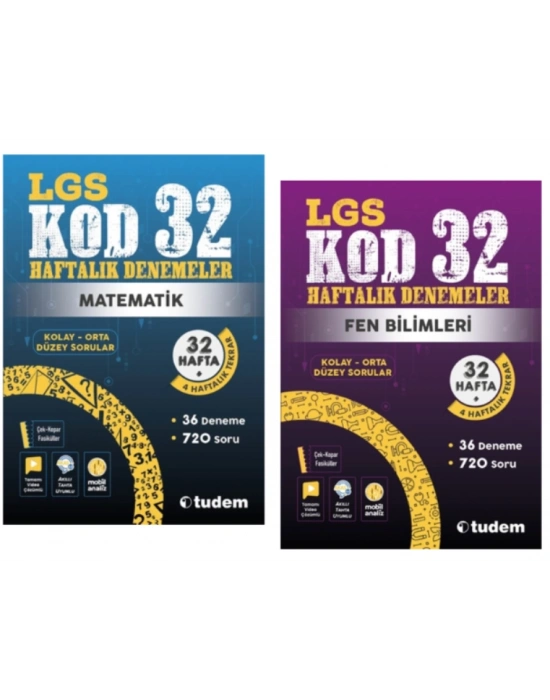 TUDEM YAYINLARI 8.SINIF LGS KOD 32 MATEMATİK - FEN BİLİMLERİ HAFTALIK DENEME