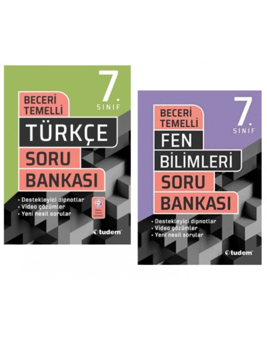 TUDEM YAYINLARI 7.SINIF BECERİ TEMELLİ TÜRKÇE - FEN BİLİMLERİ SORU BANKASI