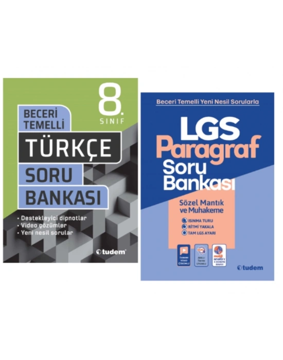 TUDEM YAYINLARI 8.SINIF LGS BECERİ TEMELLİ TÜRKÇE - PARAGRAF SORU BANKASI