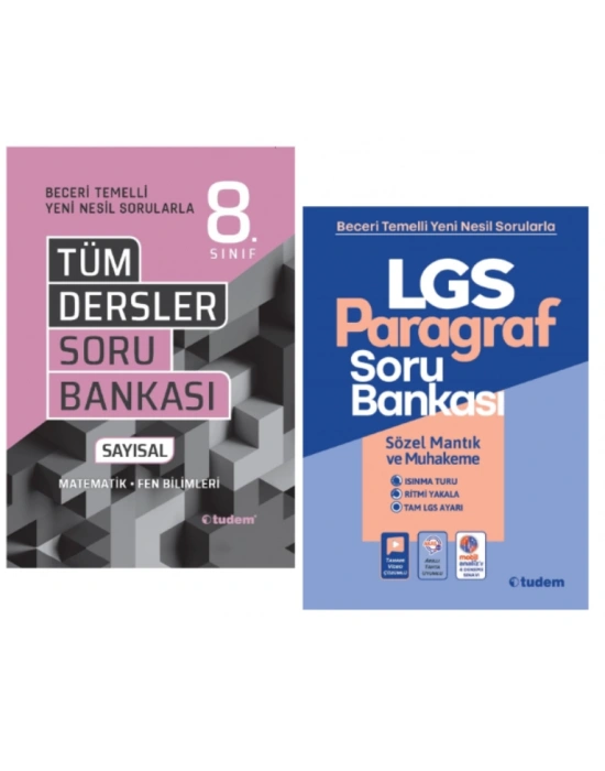 TUDEM YAYINLARI 8.SINIF LGS BECERİ TÜM DERSLER SAYISAL SORU BANKASI - PARAGRAF SORU BANKASI