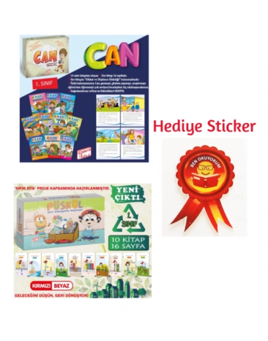 GİZEMLİ BAHÇE 1.SINIF CAN SERİSİ 10LU HİKAYE - PÜSKÜL GERİ DÖNÜŞÜMÜ ANLATIYOR 10LU HİKAYE SETİ