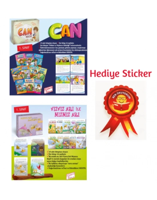 GİZEMLİ BAHÇE 1.SINIF CAN SERİSİ 10LU HİKAYE SETİ - VIZVIZ ARI İLE MIZMIZ ARI 10LU HİKAYE SETİ