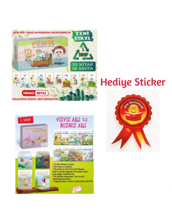 GİZEMLİ BAHÇE 1.SINIF PÜSKÜL GERİ DÖNÜŞÜMÜ ANLATIYOR 10LU HİKAYE - VIZVIZ ARI İLE MIZMIZ ARI 10LU HİKAYE SETİ