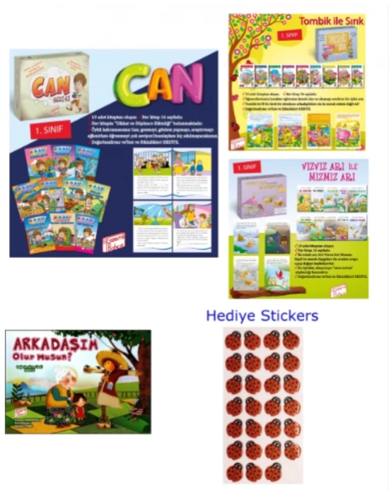 GİZEMLİ BAHÇE 1.SINIF CAN HİKAYE SERİSİ - ARKADAŞIM OLURMUSUN - TOMBİK İLE SIRIK - VIZ VIZ ARI İLE MIZ MIZ ARI 4LÜ HİKAYE SETİ