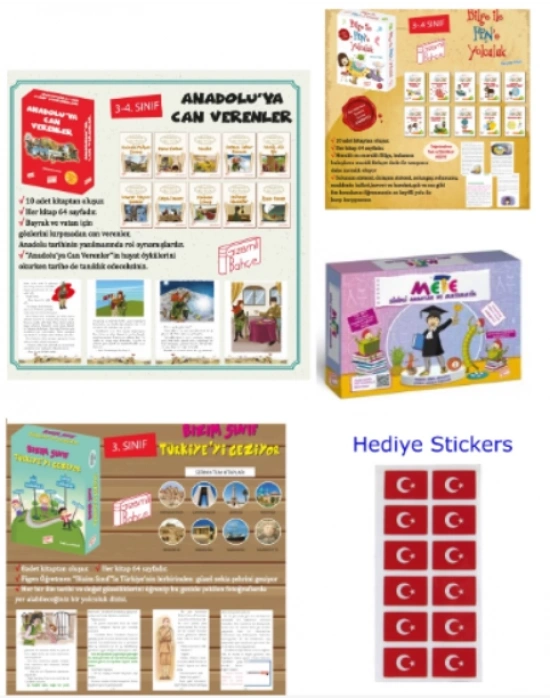 GİZEMLİ BAHÇE 4.SINIF ANADOLUYA CAN VERENLER - BİZİM SINIF TÜRKİYEYİ GEZİYOR - BİLGE İLE FENE YOLCULUK - SİHİRLİ ANAHTAR VE METE MATİK 4LÜ SET