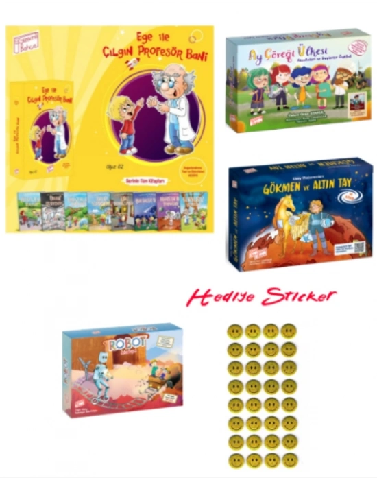 GİZEMLİ BAHÇE 2.SINIF EGE İLE ÇILGIN PROFESÖR BANİ - UZAY MACERALARI GÖKMEN İLE ALTIN TAY - AY ÇÖREĞİ ÜLKESİ - ROBOT ARKADAŞIM 4LÜ SET