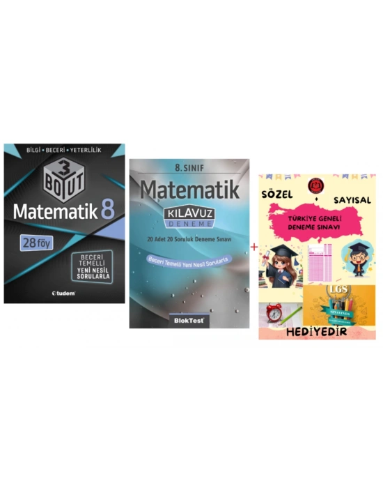 TUDEM YAYINLARI LGS MATEMATİK 3 BOYUT BECERİ TEMELLİ SORU BANKASI - MATEMATİK KLAVUZ DENEME - HEDİYE