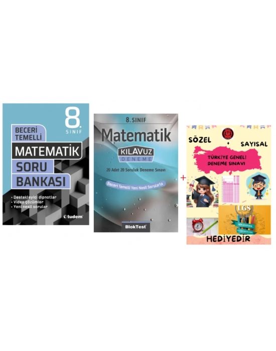 TUDEM YAYINLARI LGS MATEMATİK BECERİ TEMELLİ SORU BANKASI - MATEMATİK KLAVUZ DENEME - HEDİYE