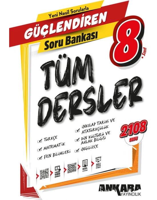 ANKARA YAYINCILIK 8. Sınıf Güçlendiren Tüm Dersler Soru Bankası