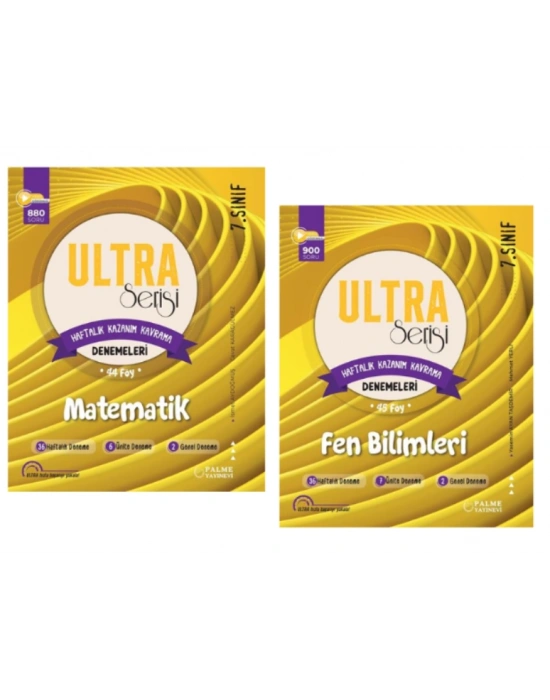 PALME YAYINLARI 7.SINIF MATEMATİK - FEN BİLİMLERİ - KAZANIM KAVRAMA DENEME SETİ