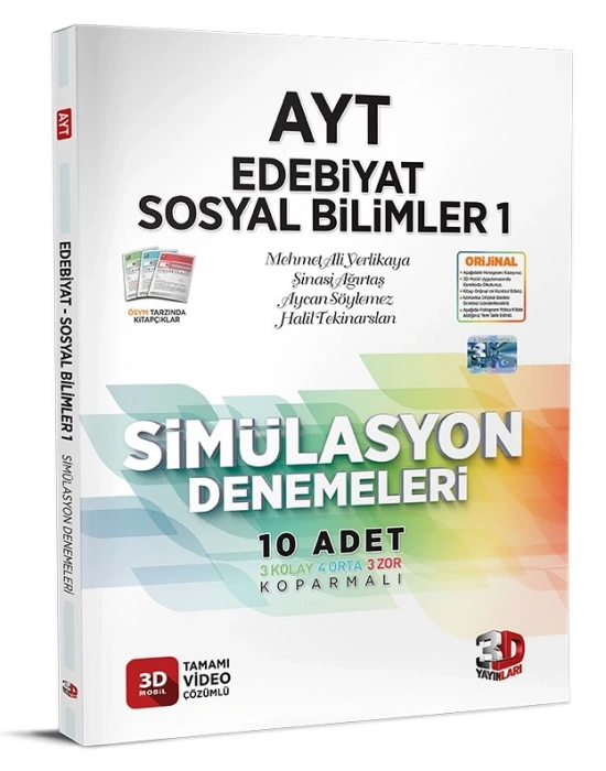 3D YAYINLARI AYT 3D Simülasyon Edebiyat Tarih Coğrafya Denemeleri