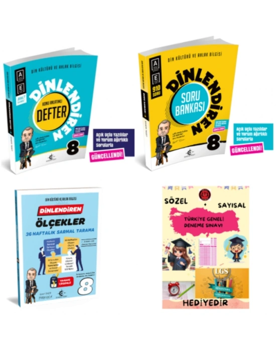 ARI YAYINCILIK 8. Sınıf Dinlendiren Defter - Soru Bankası ve Ölçekler 36 Haftalık Sarmal Tarama - Hediyelidir