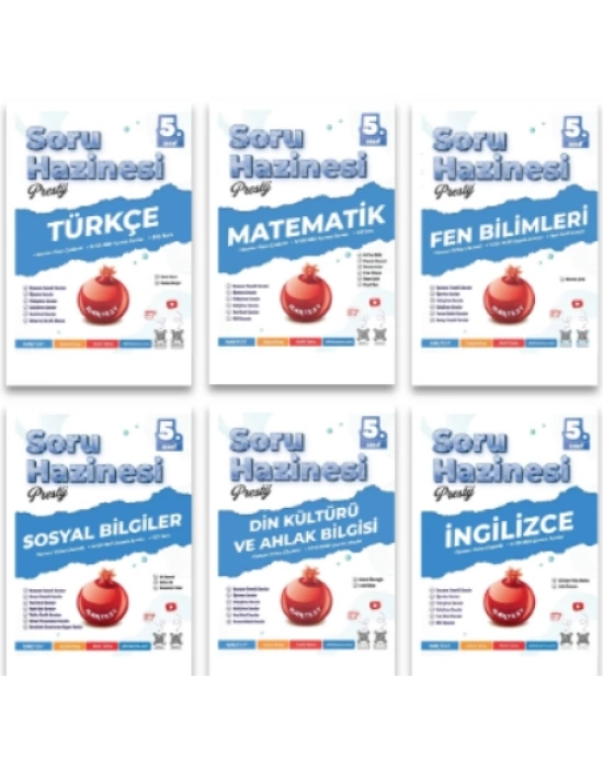 NARTEST YAYINLARI 5.SINIF PRESTİJ TÜRKÇE - MATEMATİK - FEN BİLİMLERİ - SOSYAL BİLGİLER -DİN KÜLTÜRÜ - İNGİLİZCE SORU HAZİNESİ