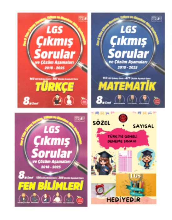 NEWTON YAYINLARI 2018-2025 TÜRKÇE - MATEMATİK - FEN BİLİMLERİ LGS ÇIKMIŞ SORULAR VE ÇÖZÜM AŞAMALARI - HEDİYE