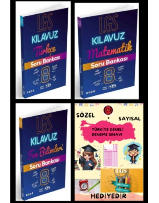 KORAY VAROL YAYINLARI 8. SINIF Kılavuz Serisi Türkçe - Matematik - Fen Bilimleri Soru Bankaları- Deneme Hediyelidir.