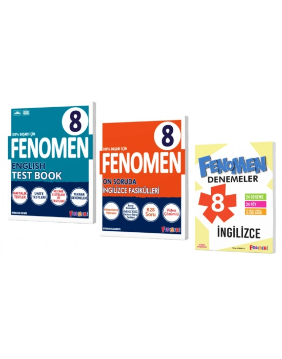 FENOMEN YAYINLARI 8. SINIF İngilizce Soru Bankası +On Soruda İngilizce Fasikülleri + Deneme