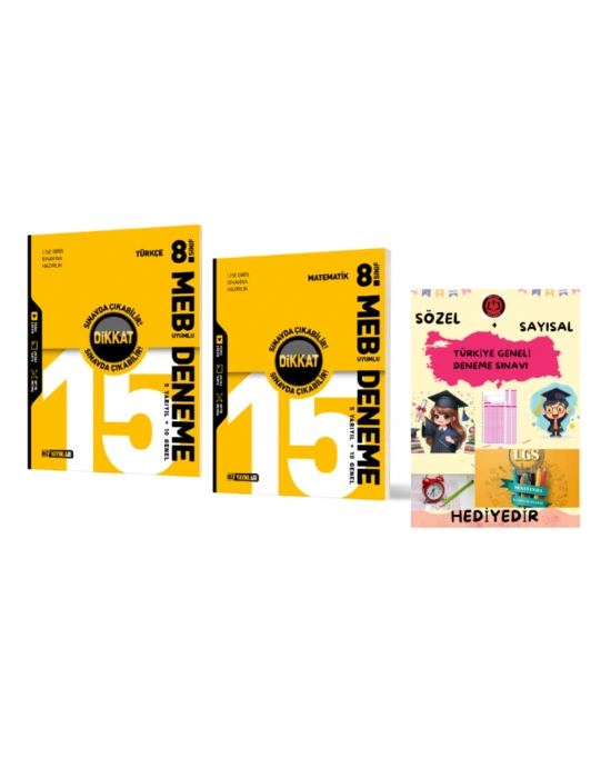 HIZ YAYINLARI 8. SINIF TÜRKÇE - MATEMATİK 15 Lİ DENEME - Hediyelidir