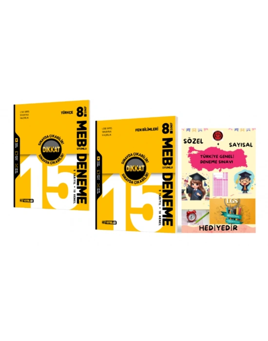 HIZ YAYINLARI 8. SINIF TÜRKÇE - FEN BİLİMLERİ 15 Lİ DENEME - Hediyelidir