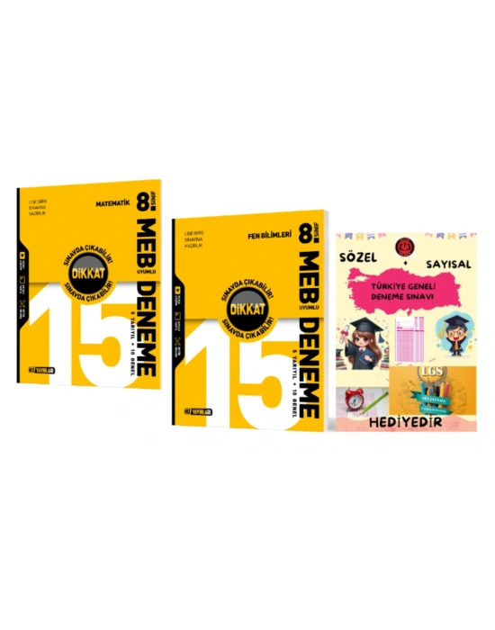 HIZ YAYINLARI 8. SINIF MATEMATİK - FEN BİLİMLERİ 15 Lİ DENEME - Hediyelidir