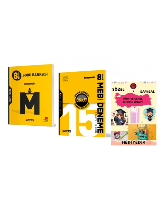 HIZ YAYINLARI 8. SINIF MATEMATİK SORU BANKASI ve 15 Lİ DENEME - Hediyeli