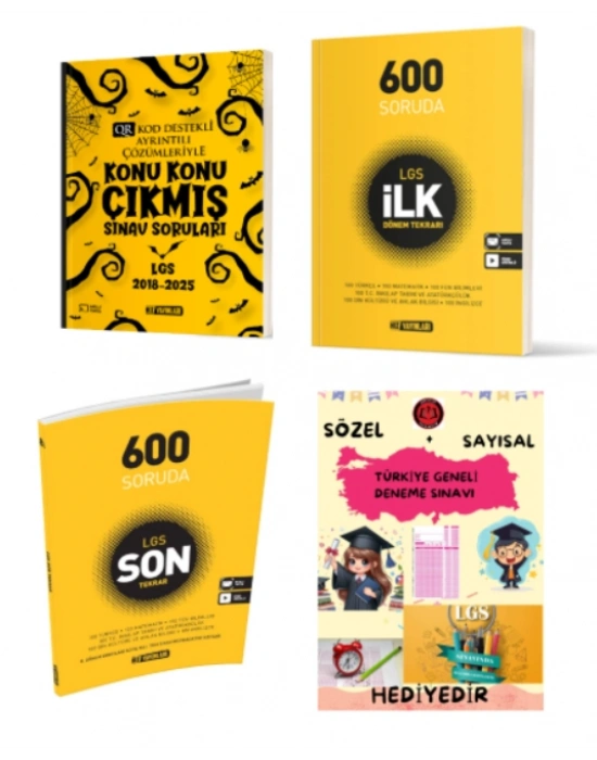 HIZ YAYINLARI 8. SINIF KONU KONU ÇIKMIŞ SINAV SORULARI - İLK DÖNEM TEKRARI - 600 SORUDA LGS SON TEKRAR ve Hediye