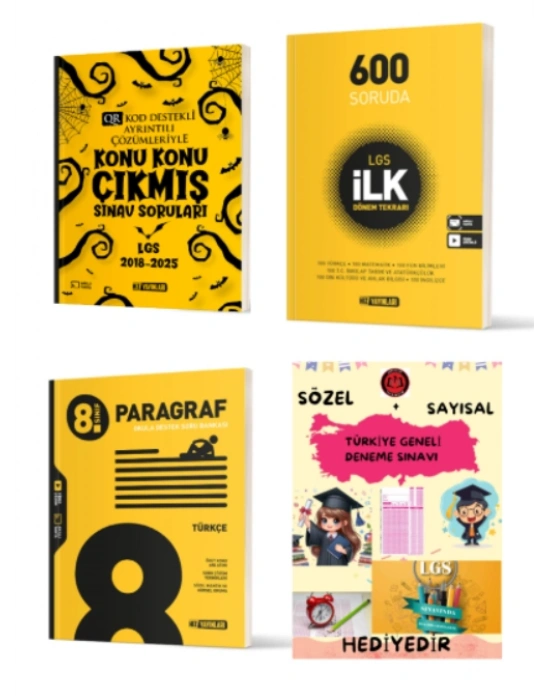 HIZ YAYINLARI 8. SINIF KONU KONU ÇIKMIŞ SINAV SORULARI - İLK DÖNEM TEKRARI - PARAGRAF SORU BANKASI ve Hediye