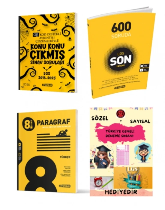 HIZ YAYINLARI 8. SINIF KONU KONU ÇIKMIŞ SINAV SORULARI - 600 SORUDA LGS SON TEKRAR - PARAGRAF SORU BANKASI ve Hediye