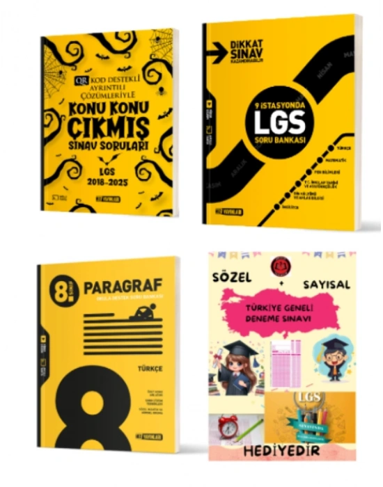 HIZ YAYINLARI 8. SINIF KONU KONU ÇIKMIŞ SINAV SORULARI - 9 İSTASYONDA LGS SORU BANKASI - PARAGRAF SORU BANKASI ve Hediye