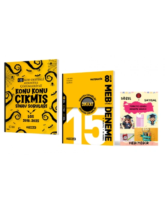 HIZ YAYINLARI 8. SINIF KONU KONU ÇIKMIŞ SINAV SORULARI - MATEMATİK 15 li DENEME ve Hediye