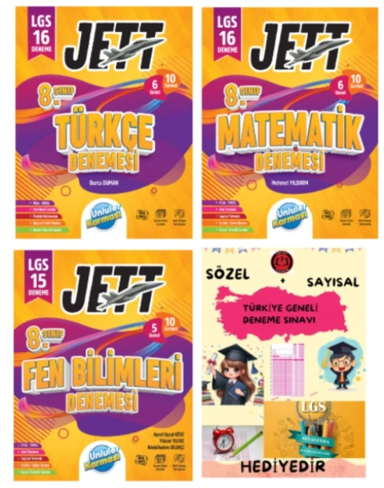 ÜNLÜLER KARMASI LGS 8. Sınıf JETT Türkçe - Matematik - Fen Bilimleri Branş Deneme - Hediyeli