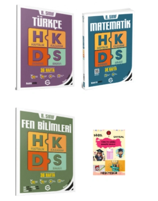 ARI YAYINCILIK 8. Sınıf Türkçe -  Matematik - Fen Bilimleri Haftalık Kazanım Deneme ve Hediye
