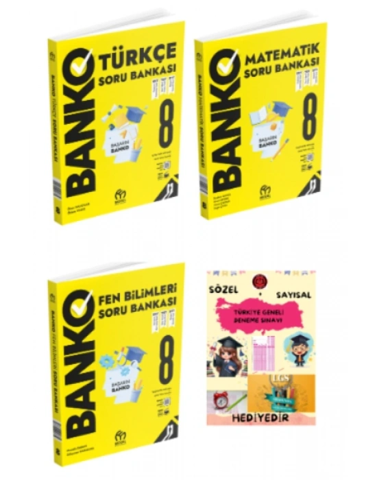 MODEL EĞİTİM YAYINLARI 8. Sınıf Banko Türkçe Matematik Fen Bilimleri Soru Bankası