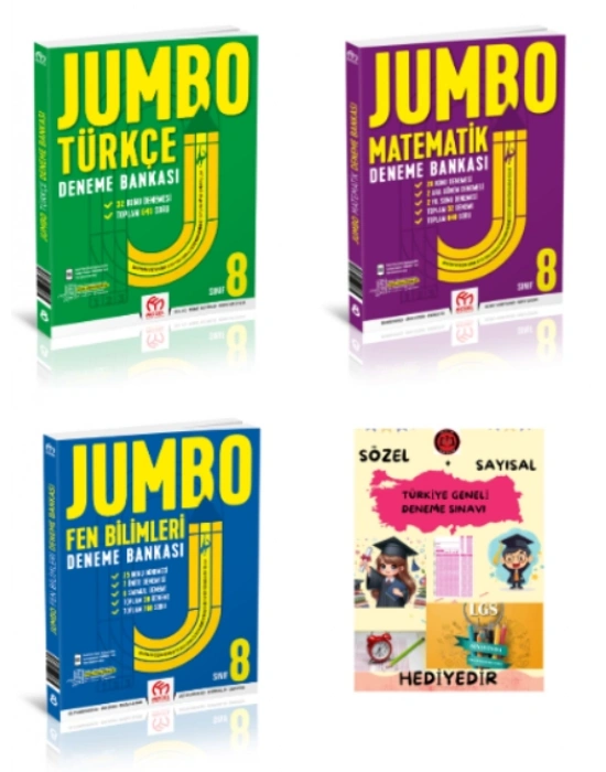 MODEL EĞİTİM YAYINLARI 8. Sınıf Jumbo Türkçe Matematik Fen Bilimleri Deneme Bankası