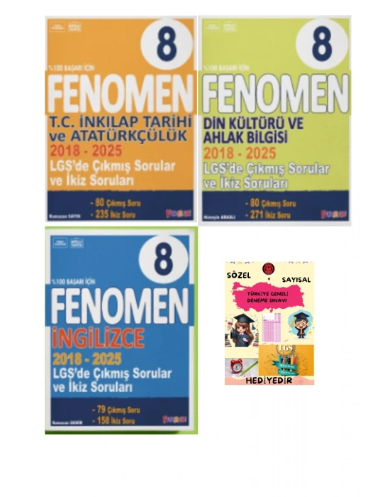 FENOMEN YAYINLARI 8. SINIF LGS İnkilap + Din + İngilizce Çıkmış Sorular Ve İkiz Soruları (2018-2025)