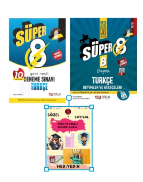 NİTELİK YAYINLARI 8.SINIF TÜRKÇE 10 DENEME SINAVI  ve DEYİMLER VE ATASÖZLERİ SORU KİTABI