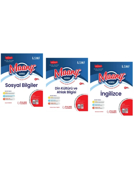 PALME YAYINEVİ 6.SINIF MAARİF SERİSİ SOSYAL BİLGİLER - DİN KÜLTÜRÜ - İNGİLİZCE AKADEMİK GELİŞİM DENEMELERİ