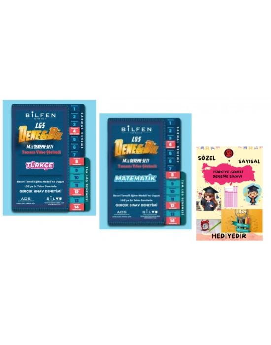 BİLFEN YAYINCILIK 8.SINIF LGS DENEBİL TÜRKÇE - MATEMATİK -14LÜ DENEME SETİ - HEDİYE DENEME SINAVI