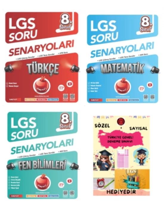 NARTEST YAYINLARI 8.SINIF LGS SORU SENARYOLARI TÜRKÇE - MATEMATİK - FEN BİLİMLERİ LGS ÇIKMIŞ VE BENZER SORULAR - HEDİYE DENEME SINAVI