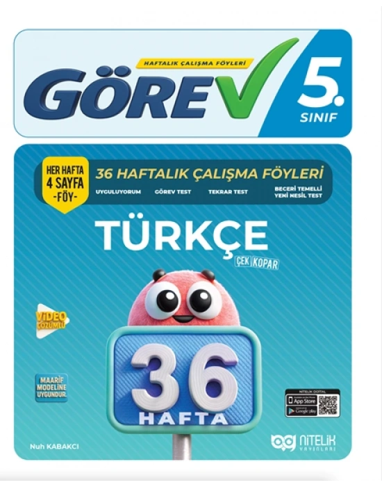 NİTELİK YAYINLARI 5.SINIF GÖREV TÜRKÇE 36 HAFTALIK ÇALIŞMA FÖYLERİ