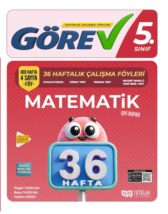 NİTELİK YAYINLARI 5.SINIF GÖREV MATEMATİK 36 HAFTALIK ÇALIŞMA FÖYLERİ