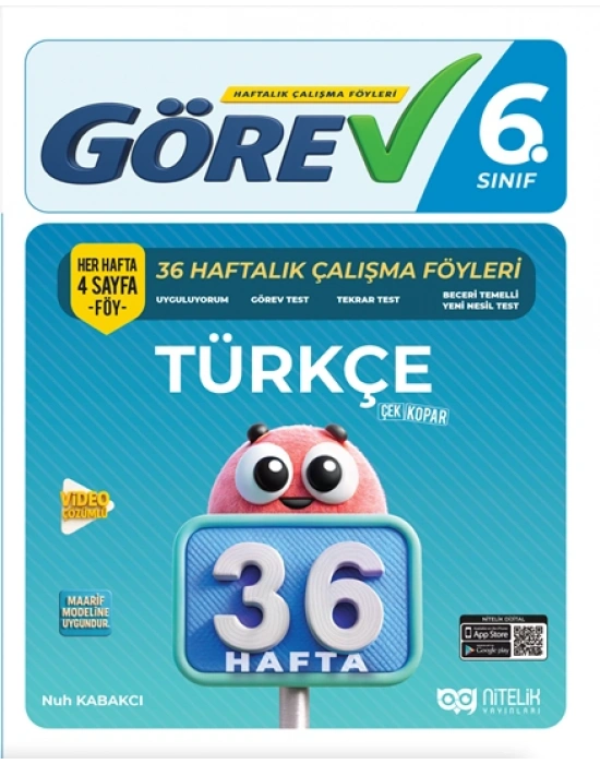 NİTELİK YAYINLARI 6.SINIF GÖREV TÜRKÇE 36 HAFTALIK ÇALIŞMA FÖYLERİ