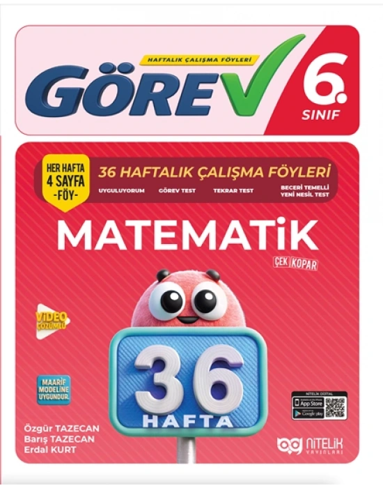 NİTELİK YAYINLARI 6.SINIF GÖREV MATEMATİK 36 HAFTALIK ÇALIŞMA FÖYLERİ