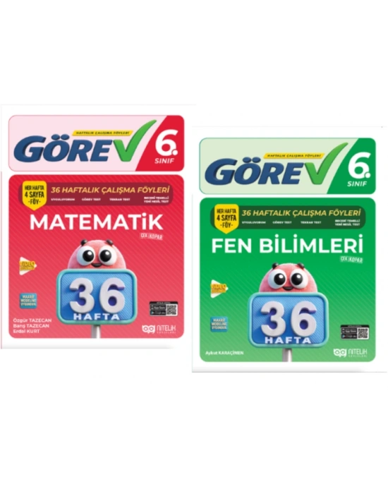 NİTELİK YAYINLARI 6.SINIF GÖREV MATEMATİK - FEN BİLİMLERİ 36 HAFTALIK ÇALIŞMA FÖYLERİ