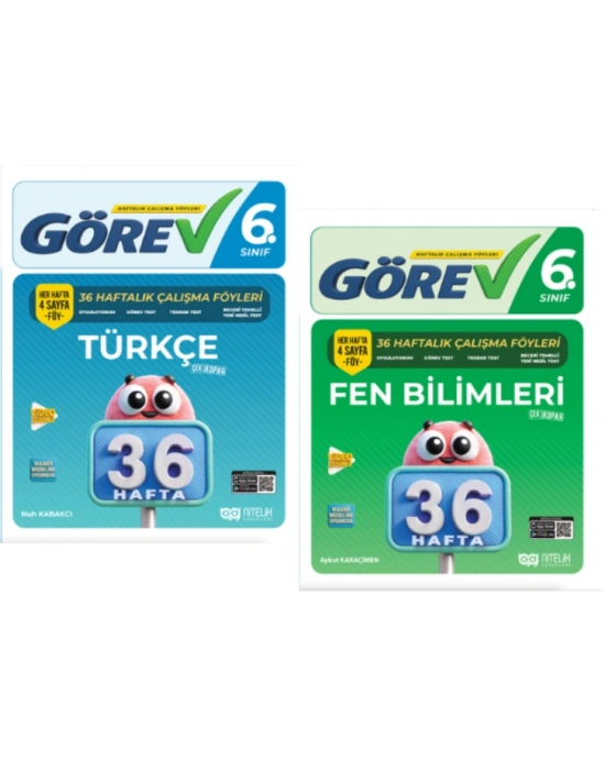 NİTELİK YAYINLARI 6.SINIF GÖREV TÜRKÇE - FEN BİLİMLERİ 36 HAFTALIK ÇALIŞMA FÖYLERİ