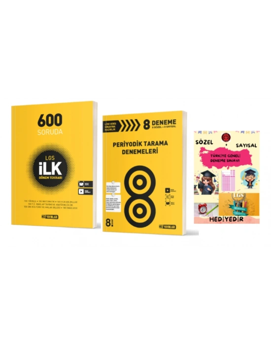 HIZ YAYINLARI 8. SINIF 600 SORUDA İLK DÖNEM TEKRARI ve PERİYODİK TARAMA DENEMELERİ- Hediye